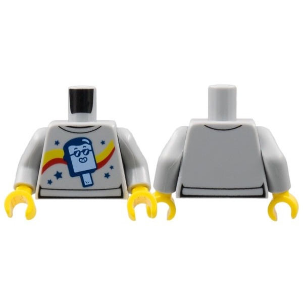 【樂高大補帖】LEGO 樂高 淺灰色 冰棒 星星圖案 曲線條紋【973pb4760c01/60339】