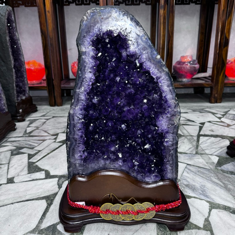 頂級巴西 紫水晶洞 水晶洞ESPa++✨32.14kg❤️共生瑪瑙邊 鈦晶 鈦晶洞 紫水晶簇花 有錢花 送禮收藏 招貴人