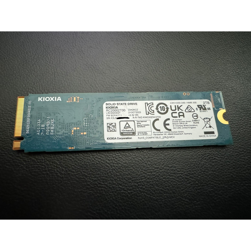 KIOXIA Exceria G2 SSD M.2 2280 PCIe NVMe 2TB 二手硬碟 5年保 固態硬碟
