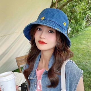 👒臺灣現貨實拍👒172#韓版微笑牛仔漁夫帽 漁夫帽 水桶帽 帽子 防曬帽 遮陽帽 盆帽 戶外登山帽 釣魚帽 牛仔漁夫帽