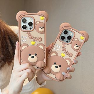 立體泰迪熊適用iPhone16 15PromaX手機殼創意個性卡通蘋果13保護殼可愛女款11防摔14Plus矽膠軟殼12