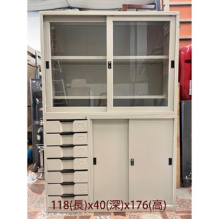 龍潭二手傢俱推薦#老朋友-新品四尺檔案櫃 直角框玻璃櫃 邊七屜鐵櫃 辦公傢俱 檔案鐵櫃 收納櫃 置物櫃 全新鐵櫃