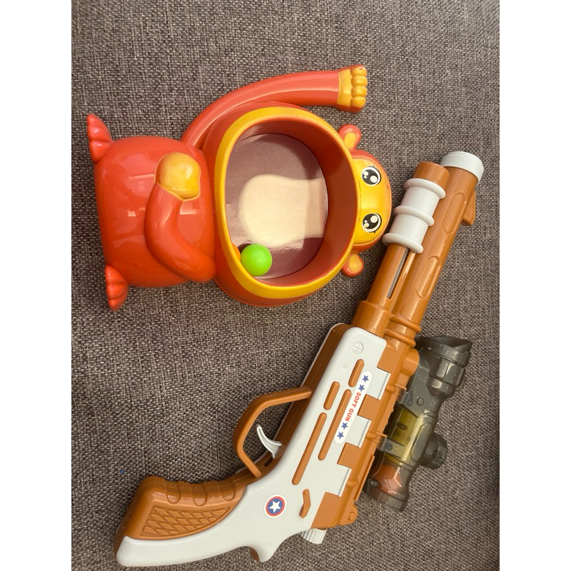 二手 玩具 猴子 狙擊槍 設計玩具 塑膠球