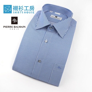 皮爾帕門pb藍色細條紋穩重專業合身長袖襯衫67151-05-襯衫工房