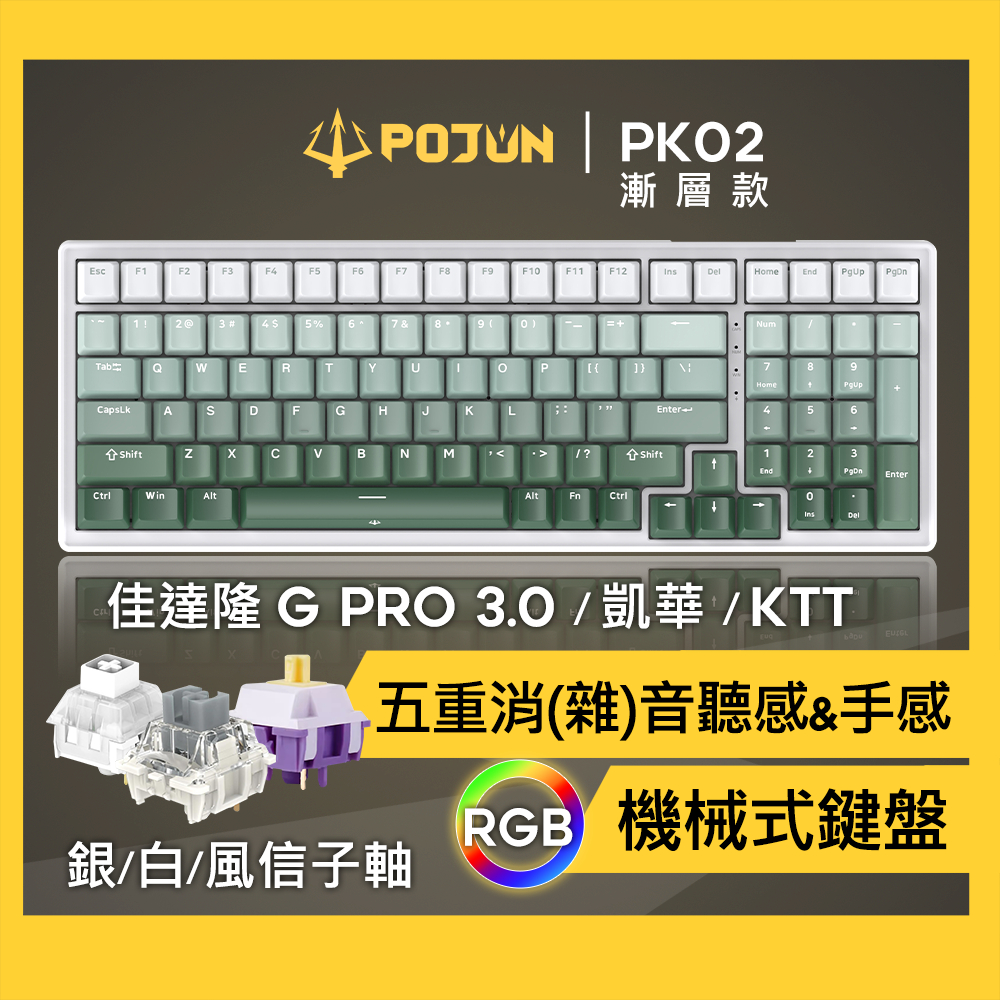 【POJUN PK02】無線鍵盤 機械鍵盤 電競鍵盤 機械式鍵盤 鍵盤 靜音鍵盤 注音鍵盤 無限鍵盤 青軸 茶軸 紅軸