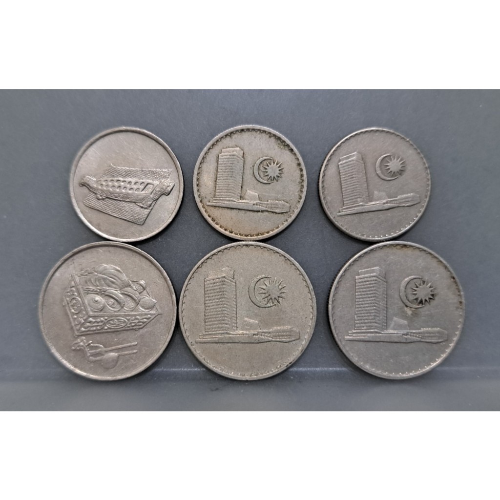 幣1023 馬來西亞1973.76.90年20錢+68.76.92年10錢硬幣 共6枚