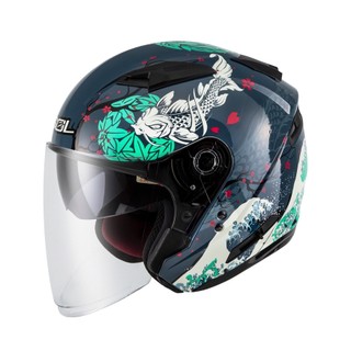 【豪新安全帽部品】SOL SO-7E SO7E 浮世繪 藍綠 彩繪 3/4罩式 半罩 內建墨鏡 安全帽 免運費