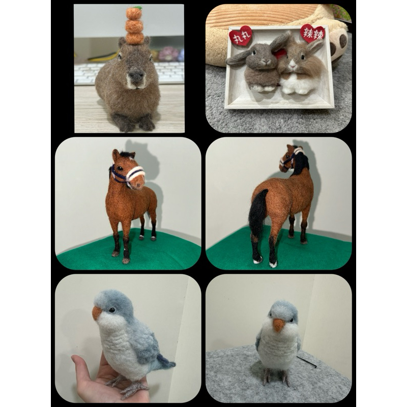 客製寵物羊毛氈 - 各式動物 兔子 馬 鳥 鼠 水豚 裝飾 紀念品