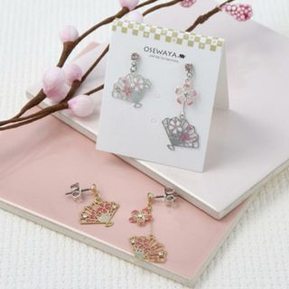 | OSEWAYA 櫻花系列 | 櫻花扇 日本製低敏耳環 垂墜耳環 純鈦耳針