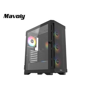 松聖 Mavoly LIME-0820 黑色 下置 ATX 電腦機殼 內建四風扇 TYPE-C 前置可拆式濾網 側掀玻璃