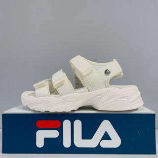 FILA TAPERED SANDALS 女生 白色 舒適 魔鬼氈 增高 運動涼鞋 休閒涼鞋 5-S316Y-111