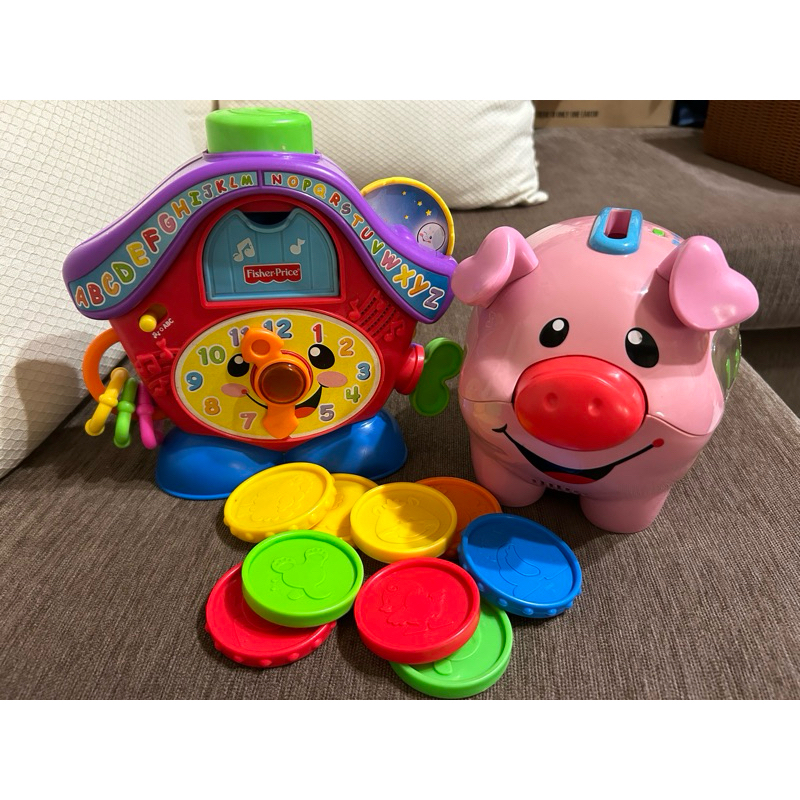 費雪 小豬撲滿 聲光時鐘 兩樣一起賣 寶寶玩具 玩具 二手
