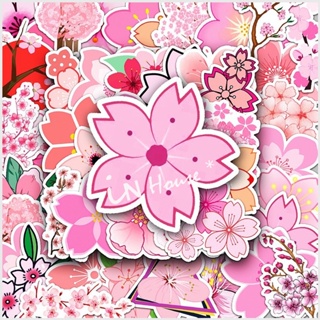 IN House*🇹🇼現貨 50張 櫻花貼紙 花朵 櫻花 diy 手機貼 行李箱 貼紙 筆記本 防水貼紙 美勞 裝飾貼