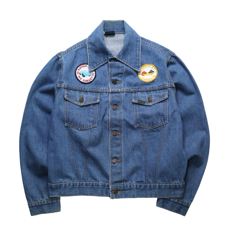 「富士鳥」古著 60-70s Sears Roebuck 賽車布章牛仔外套 丹寧外套 布邊丹寧