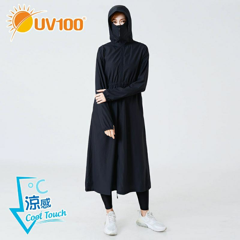 【空姐愛亂買🧚‍♀️ UV100】黑色長版防曬外套 黑色L號 加長口罩版