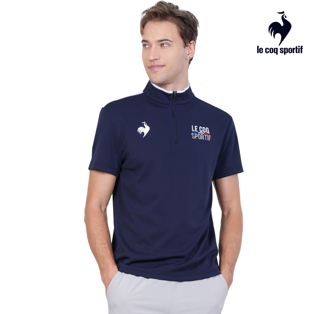 【LE COQ SPORTIF 法國公雞】運動TRAINING立領POLO衫-男款-丈青色-LWT21844