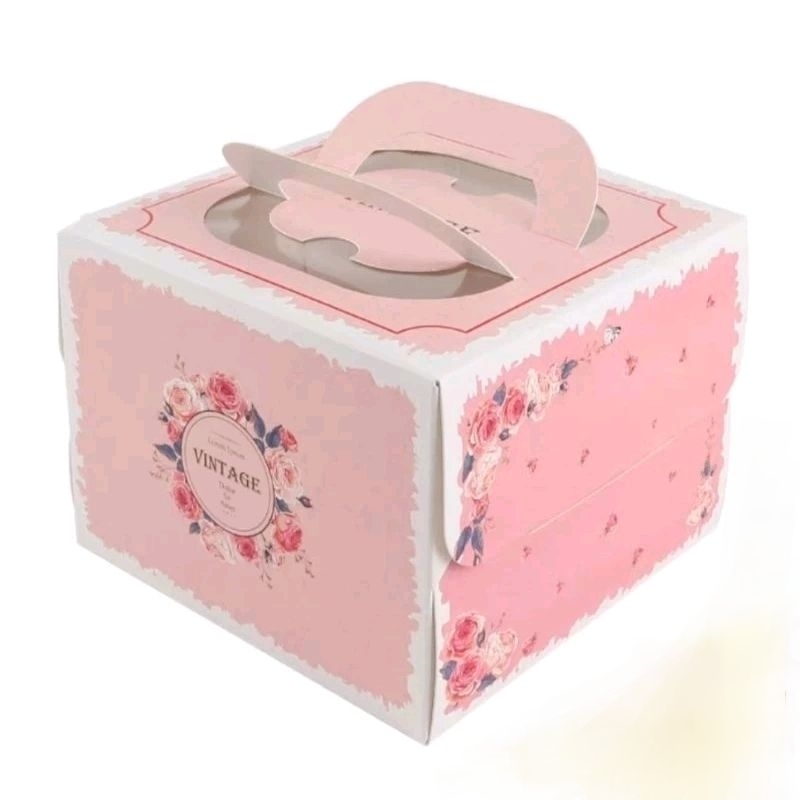 6吋蛋糕手提盒 粉紅花釀款