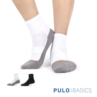 PULO-穿立淨除臭輕著雙色短襪 | 一般厚度 | 學生襪 | 白襪 | 黑襪 機能襪 腳背透氣網孔加強透氣 涼爽舒適
