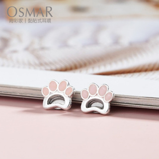 絢彩家【OSMAR】心型肉球貓掌 無耳洞貼式耳環 附10對貼紙補充包