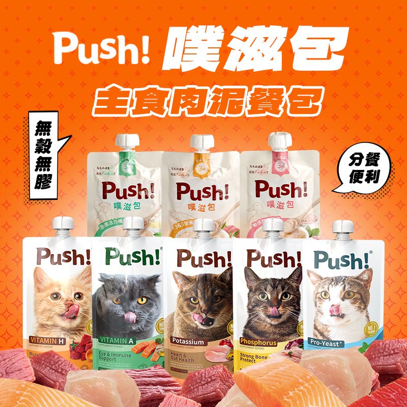Push! 噗滋包｜貓咪主食肉泥 貓咪肉泥 主食餐包 寵物 貓咪罐罐 貓咪肉泥罐頭 罐頭 110g
