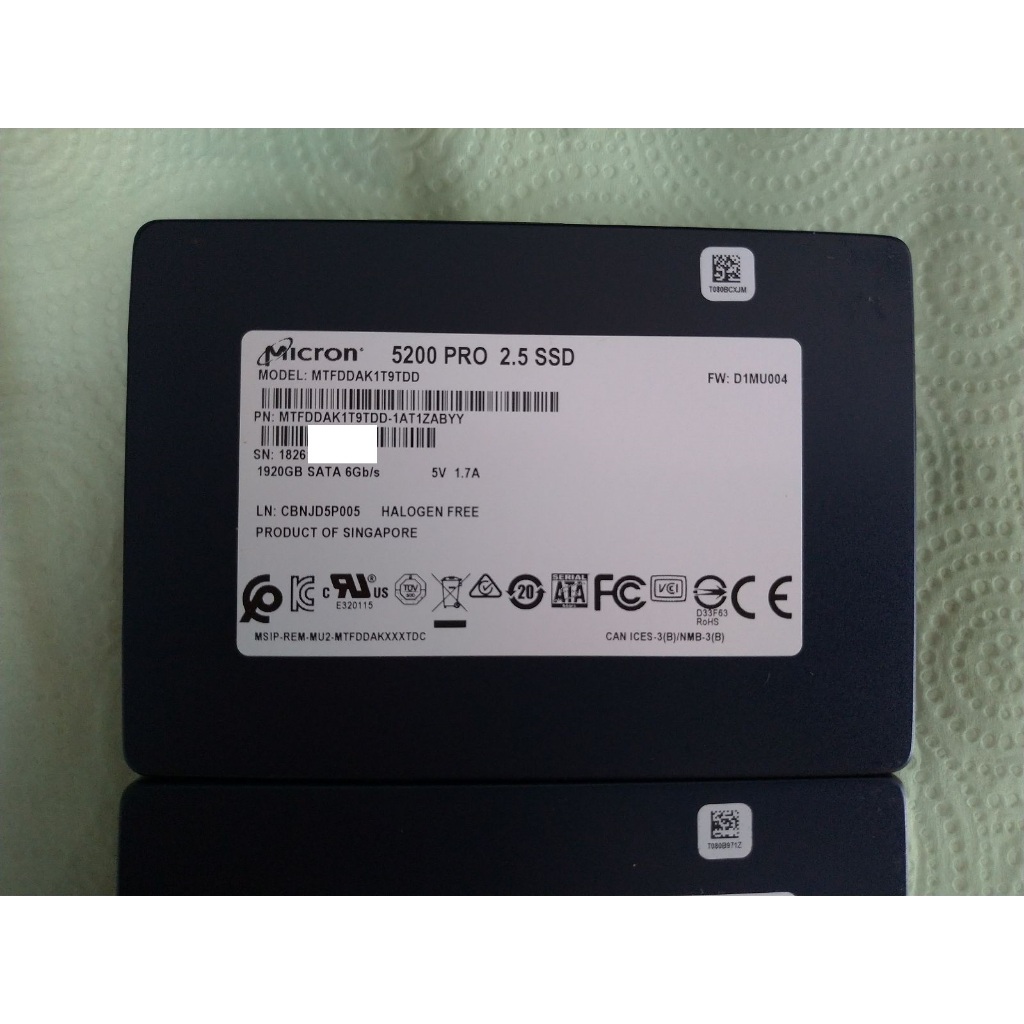 美光 Micron 5200 pro SATA3 2.5吋 1920GB TLC SSD 固態硬碟