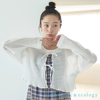 earth music&ecology 【SET ITEM】雙蝴蝶結微透短版罩衫+圓領背心(1K42L0A0140)