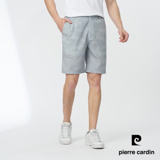 【pierre cardin 皮爾卡登】男款 側腰鬆緊微彈性印花平口休閒短褲-淺綠色 (5247965-42)