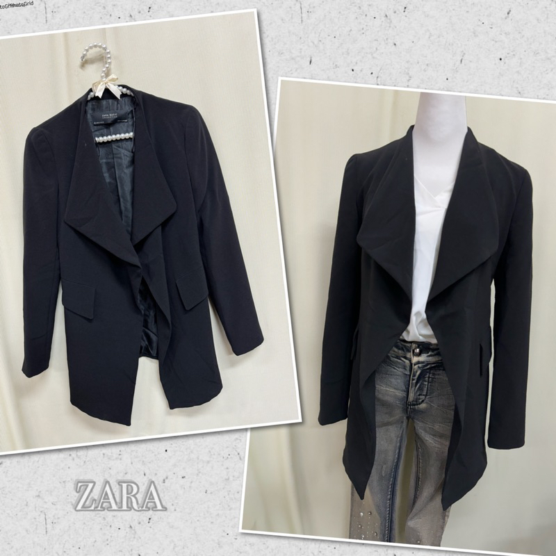 🎀二手衣倉🎀 Zara長版修身西裝外套｜女款｜黑色長袖商務西裝外套 S號｜AMS0016