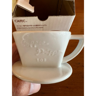 二手 日本製 CAFEC 三洋梯形濾杯 有田燒扇形陶瓷濾杯101 單孔 1-2人