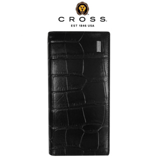 [ X ] CROSS 皮件．頂級 NAPPA 小牛皮 鱷魚紋 22卡 中性長夾 長夾 皮夾 索貝克 (黑色)