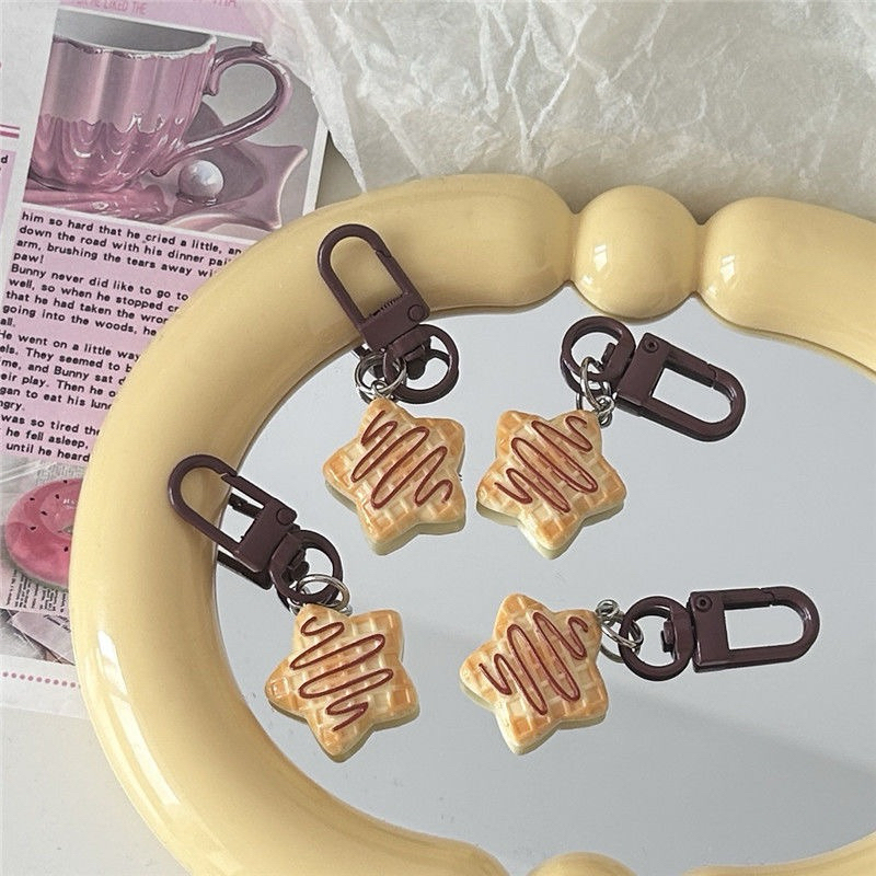 《🍓巧莓 現貨🍫》糖漿星星餅乾 鑰匙扣 可愛卡通仿真食玩 包包掛件 禮物配飾
