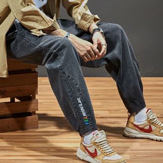 🔥免運 臺灣出貨🔥m-8xl彈性牛仔褲男 夏季牛仔褲子 大尺碼長褲 縮口工作褲運動長褲 男生長褲 涼感工作褲 男工作褲