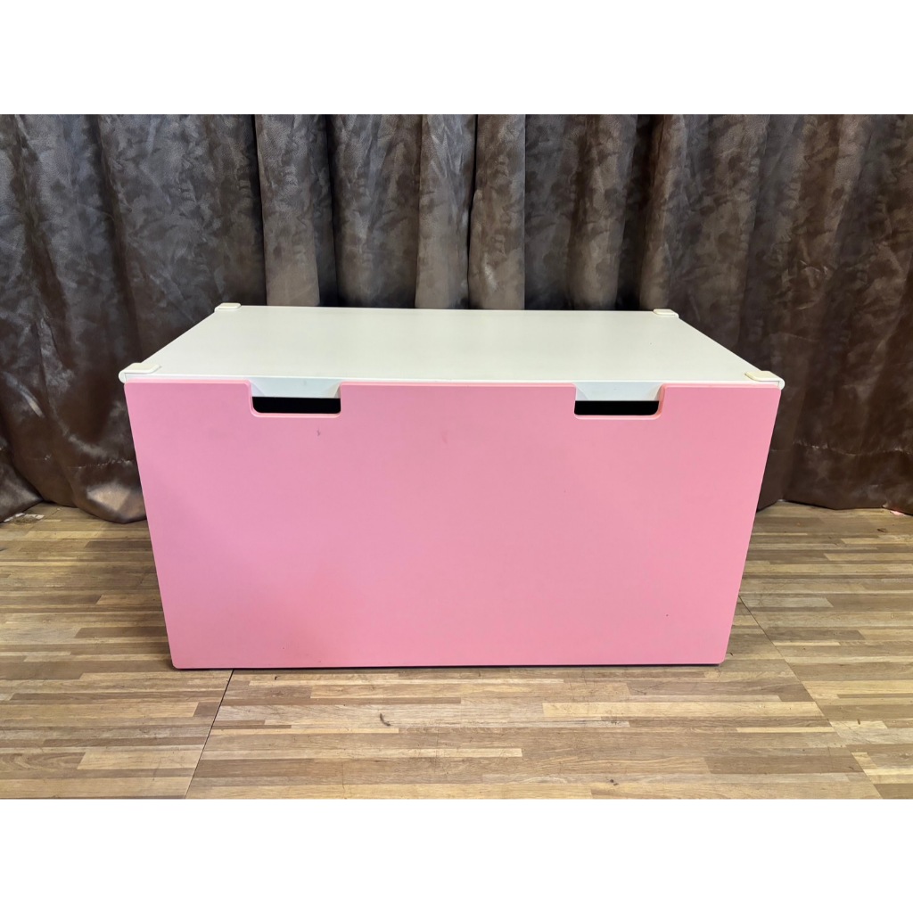 《大淡水二手精品傢俱》粉紅色長凳收納箱（SMÅSTAD）