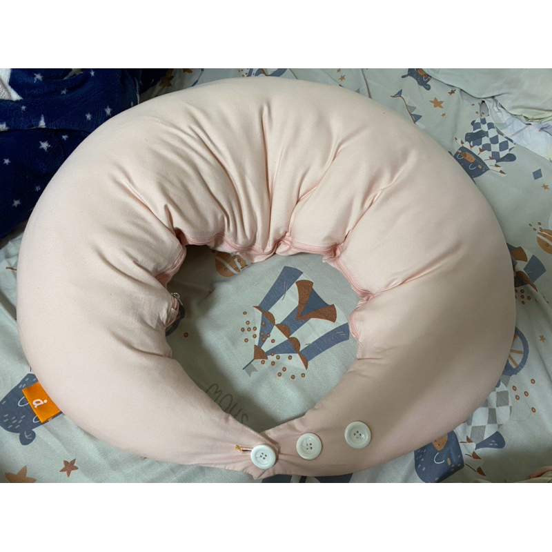 二手  孕媽咪 月亮枕  哺乳枕 粉紅 三段式可調扣子 / 絲光純棉布套*1