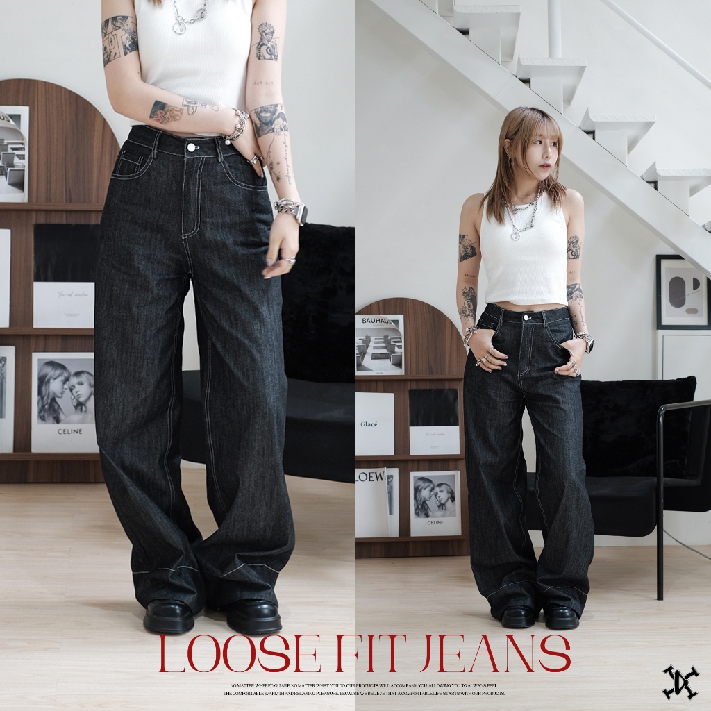 【DTT】🦦 現貨 “Loose Fit Jeans” 明線直筒牛仔寬褲 瘦腿 輕薄 顯瘦 直筒褲 牛仔褲 俐落 男女