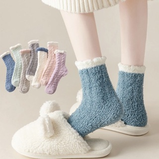 挑戰蝦皮最低價 珊瑚絨襪子 睡眠襪 保暖襪 日系襪 襪子 發熱襪 內刷毛襪 撞色系 推推襪 中筒襪
