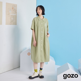 【gozo】天絲棉gozo小房子襯衫洋裝(綠色_F) | 女裝 顯瘦 休閒