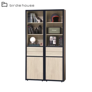 Birdie-韋克2尺書櫃+韋克2尺書櫃/3.7尺二門四抽半開放式書櫃/收納置物櫃