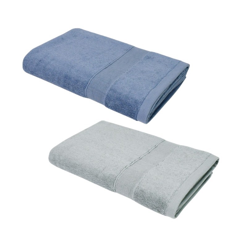MORINO 石墨烯素色緞條浴巾(灰/灰藍)【現貨 附發票】