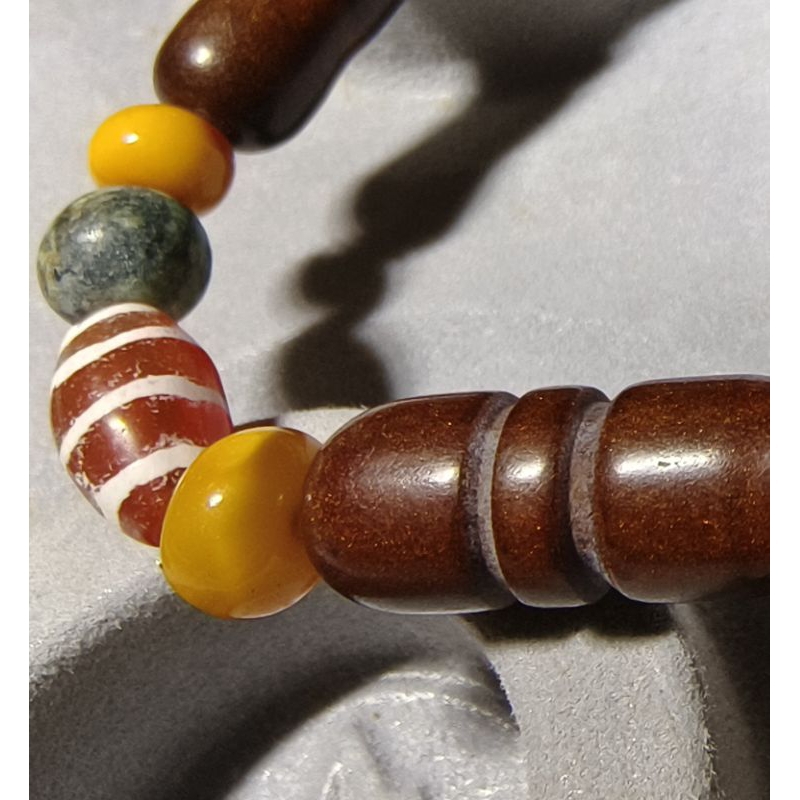 老蠟古董蠟金沙貴族蜜蠟佛頭（料器 老件）貿易珠設計款 個性風格