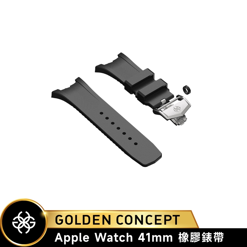 Golden Concept Apple Watch 41mm 黑色橡膠錶帶 銀色錶扣 SPIII41-BK-SL