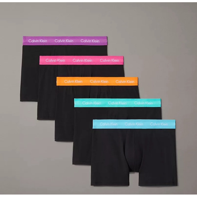 Calvin Klein 貼身男 彩虹🌈長四角褲 五件組 多色素色內褲  男性內褲 居家褲 四角褲