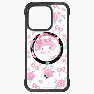 LANIS 三麗鷗正版 美樂蒂 小碎花 懶人支架手機殼【磁吸版透黑】iPhone 16 15 Pro Max Plus