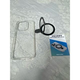 iPhone 15pro i15pro 手機殼含手機支架套組 手機殼 手機支架 指環扣 透明手機殼 軟殼