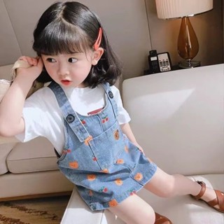 卡哇伊&現+免運 女童套裝 女童洋裝 女童牛仔吊帶裙 背帶褲 兩件式 女童長袖連衣裙 春秋裝新款 兒童小女孩 牛仔公主裙