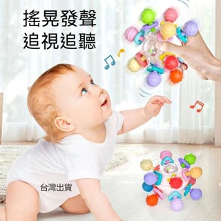 ✨臺灣出貨✨曼哈頓手指球 飛船旋轉原子球 磨牙球 手抓玩具球 軟膠球 搖鈴 固齒器玩具 可高溫消毒 陪伴安撫 寶寶玩具