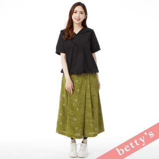 betty’s貝蒂思(31)腰鬆緊幾何雪紡印花細腰帶褲裙(橄欖綠)