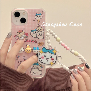 chiikawa 立體吉伊卡哇 適用於iPhone12 13 14 15 Pro Max 手機殼 帶吊飾 全包光面硬殼