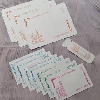 innisfree 保養試用包 維他命C淨亮精華 A醇淨膚超修護安瓶 綠茶玻尿酸保濕精華 膠原緊緻澎澎霜