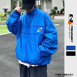 【K-2】C字 個性 Y2K風格 尼龍外套 線條 防風 防曬 賽車 風衣外套 高階感 外套 休閒運動外套【k2r09】